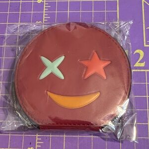 NWT Coach Starry Eyes Red Emoji Leather Coin Purse